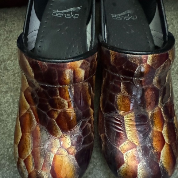 Dansko Brown and Orange Snakeskin style Clogs Sz 36/6 - Picture 7 of 7